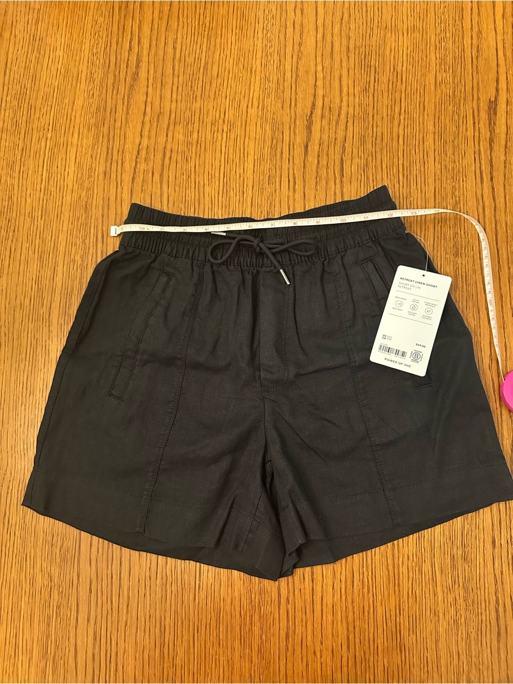 Athleta Black High-Waist Drawstring Linen-Blend Shorts